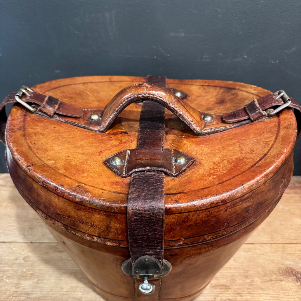 Exceptional English Silk Plush Top Hat with Original Leather Travel Case & Key