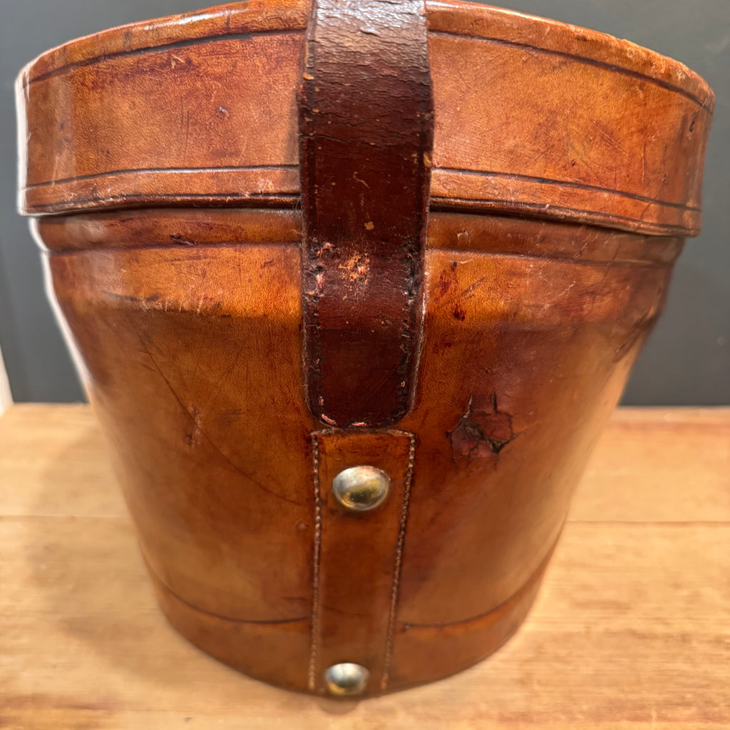 Exceptional English Silk Plush Top Hat with Original Leather Travel Case & Key