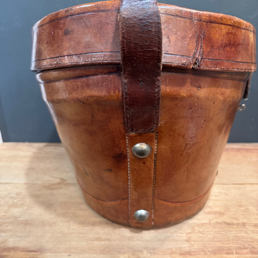 Exceptional English Silk Plush Top Hat with Original Leather Travel Case & Key