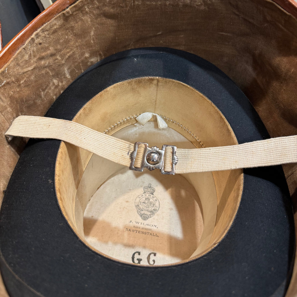 Exceptional English Silk Plush Top Hat with Original Leather Travel Case & Key