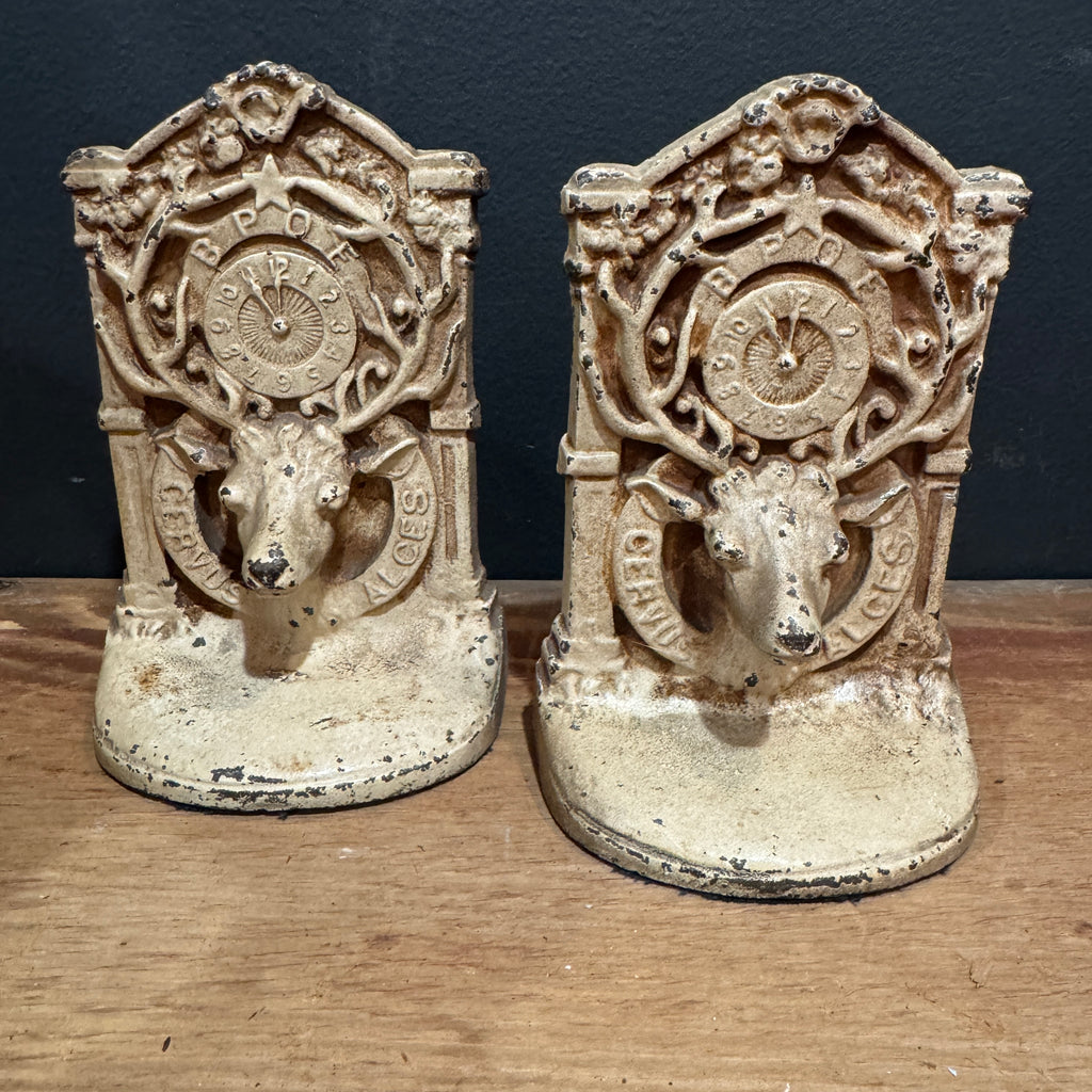 Antique Iron Benevolent and Protective Order of Elks Bookends