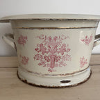 Antique French Enamel Vessel with Rose Transfer Décor