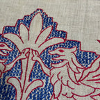 Vintage English Hand Embroidered Teal Towel