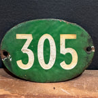 French Vintage Green Metal Number Tag