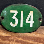 French Vintage Green Metal Number Tag