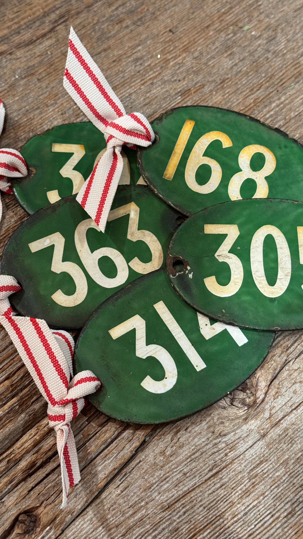 French Vintage Green Metal Number Tag