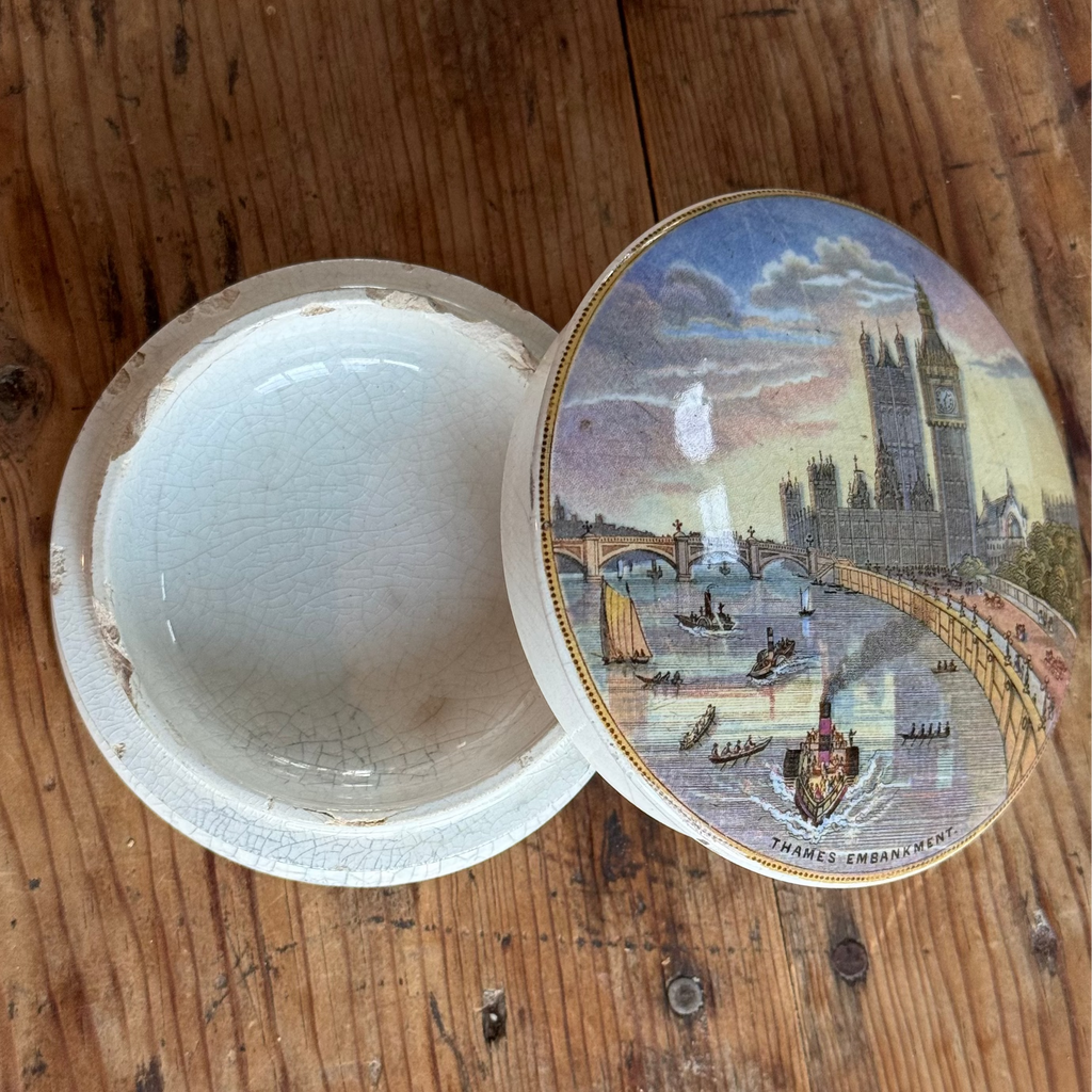 Prattware "Thames Embankment" Pot with Lid