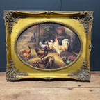 English Barnyard Scene Oil Painting