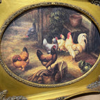 English Barnyard Scene Oil Painting
