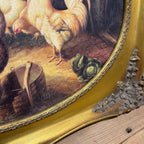 English Barnyard Scene Oil Painting