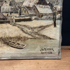 L. De Riddler Winter Village Oil Painting