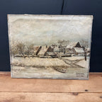 L. De Riddler Winter Village Oil Painting
