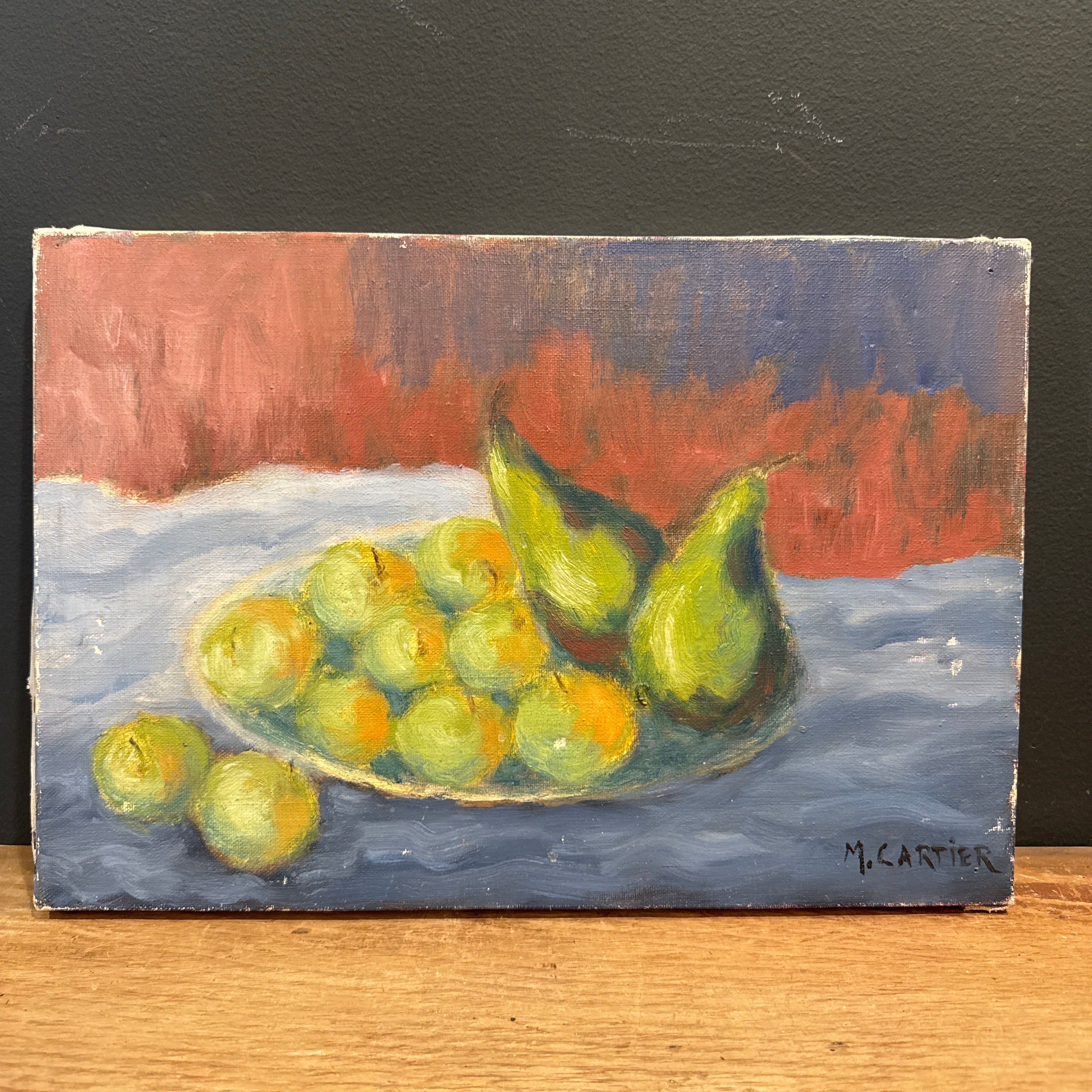 French Still Life with Pears, Signed M. Cartier