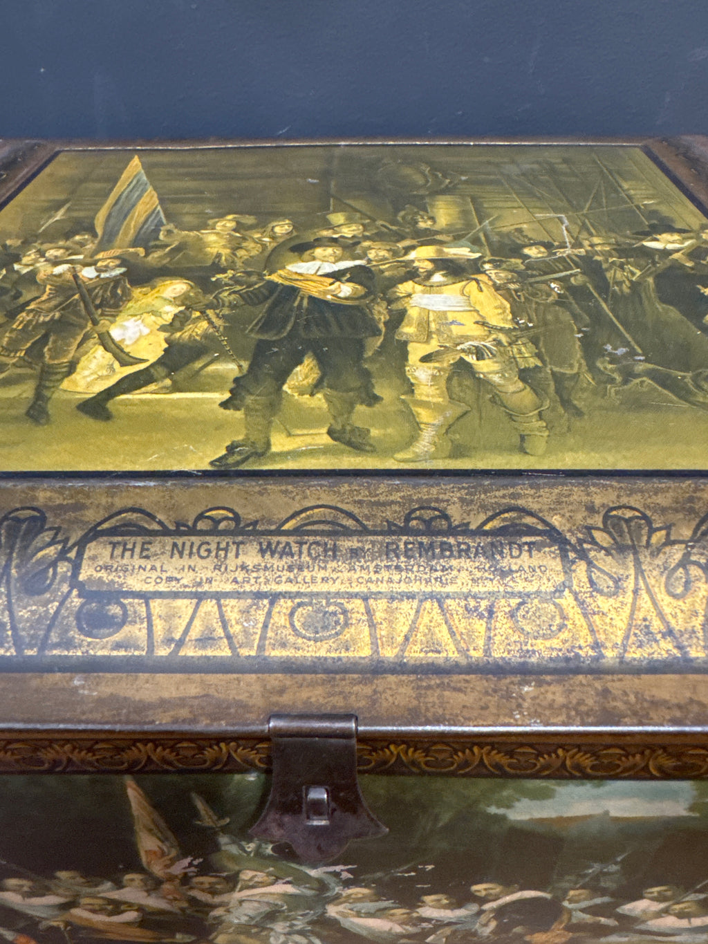 Early 20th Century Lithographed Tin Featuring Rembrandt’s The Night Watch
