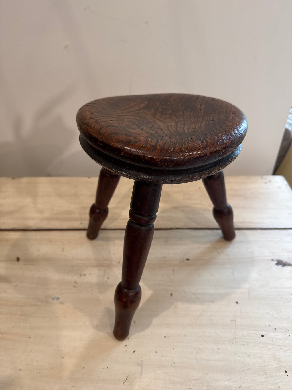 Antique English Elm Three-Legged Stool