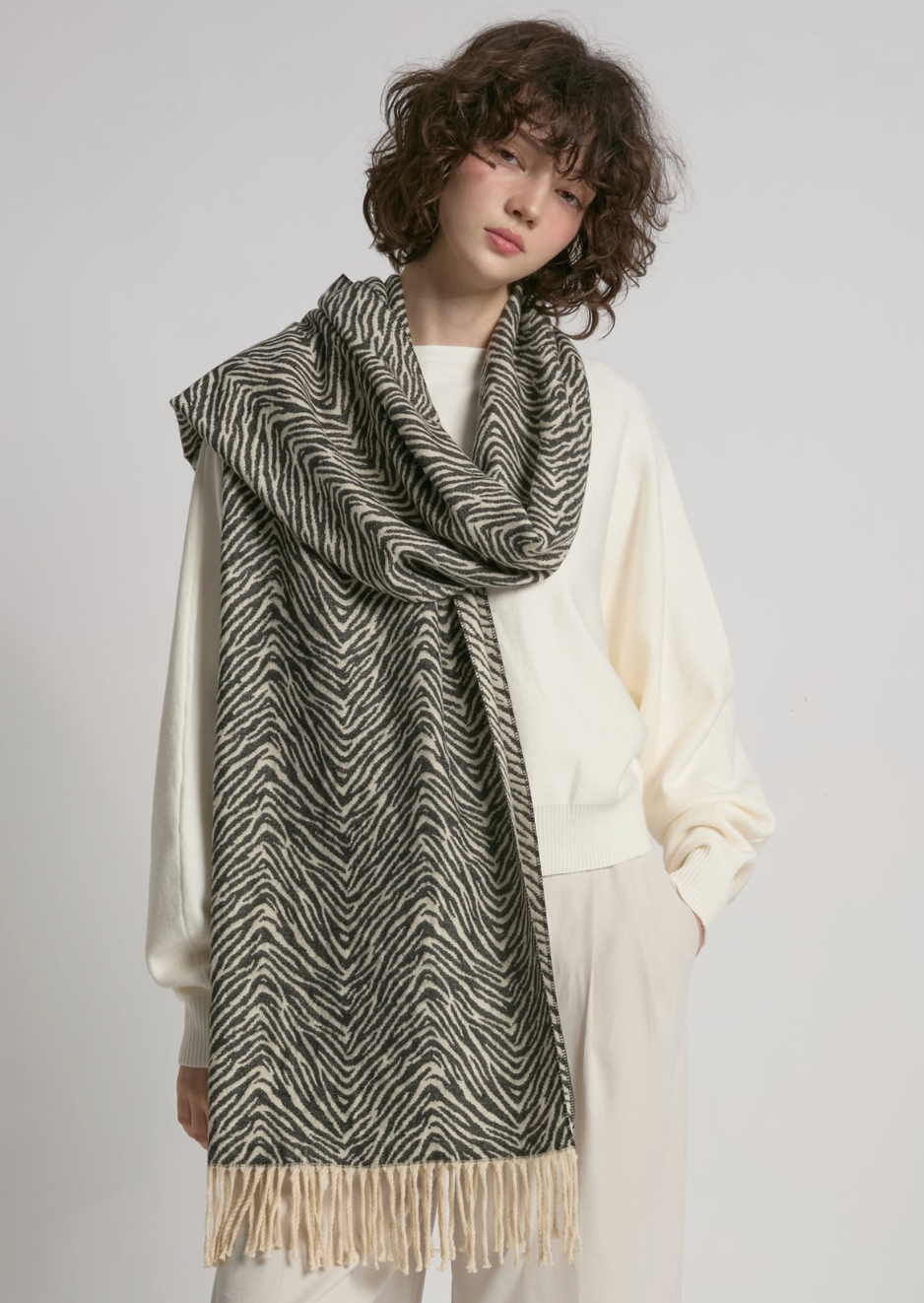 Zebra Print Woven Scarf