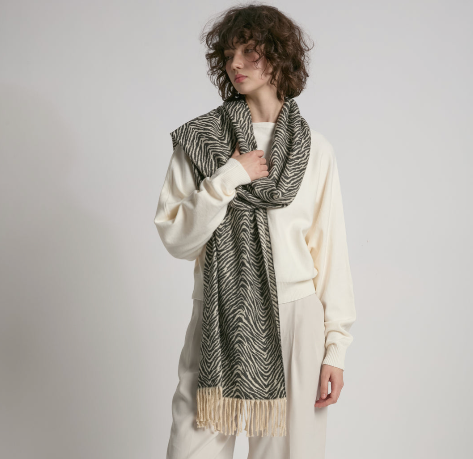 Zebra Print Woven Scarf