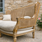 19th Century French Painted Caned High Wingback Sofa