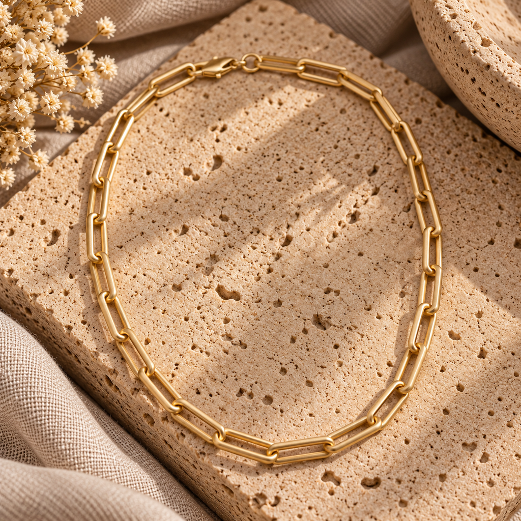 Matte Gold Paperclip Chain Necklace