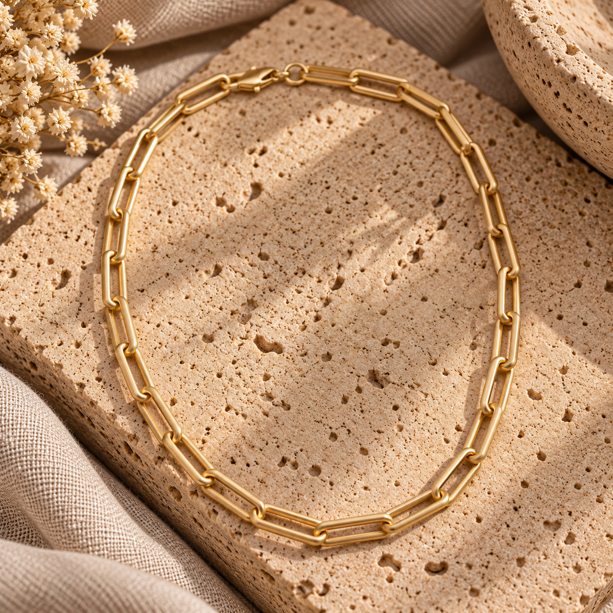 Matte Gold Paperclip Chain Necklace