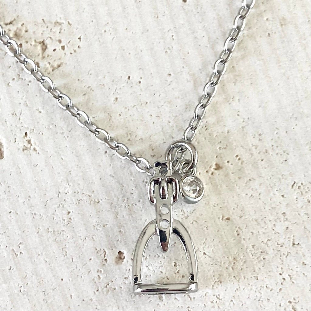 Horse jewelry stirrup necklace, equestrian, derby