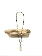 Vintage Style Multi Bead Necklace w/Rectangle Bevelled Drop 30”