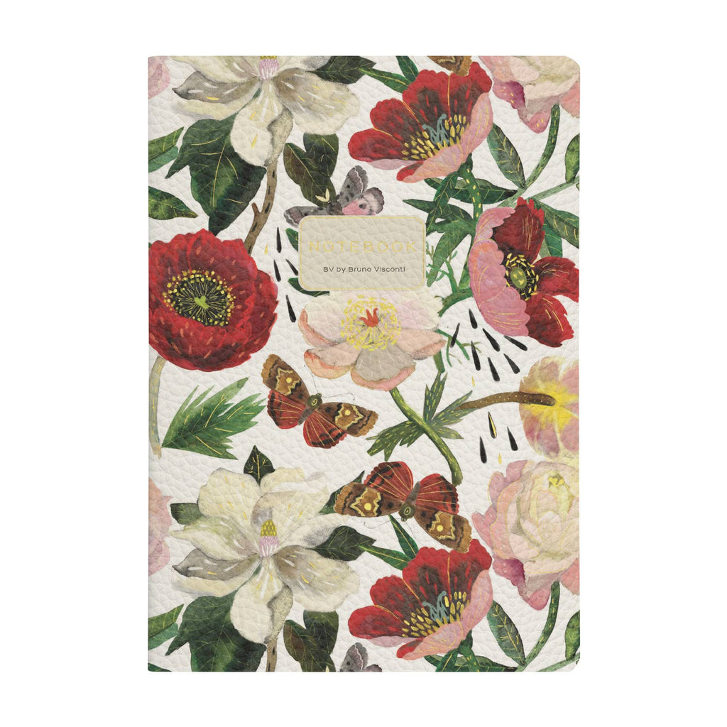 Vegan Leather A5 Notebook - Peonies