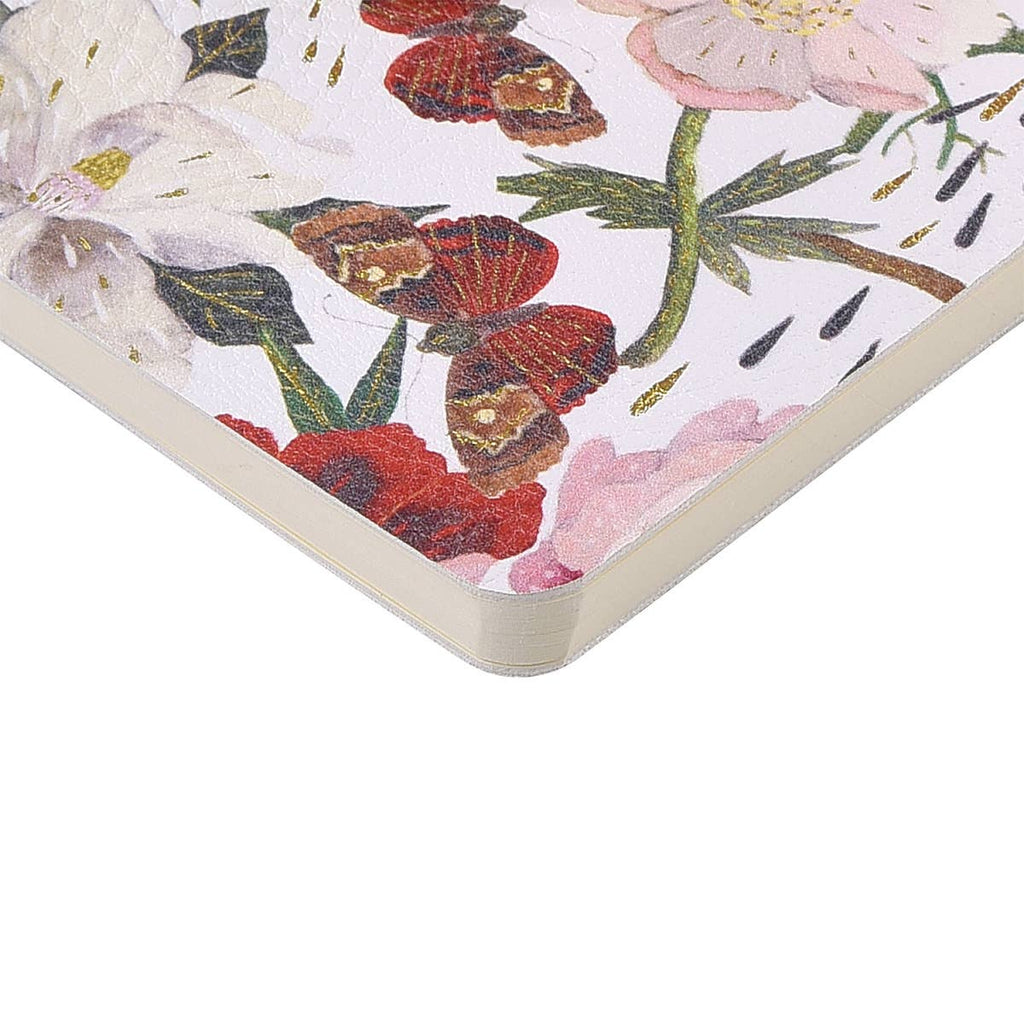 Vegan Leather A5 Notebook - Peonies