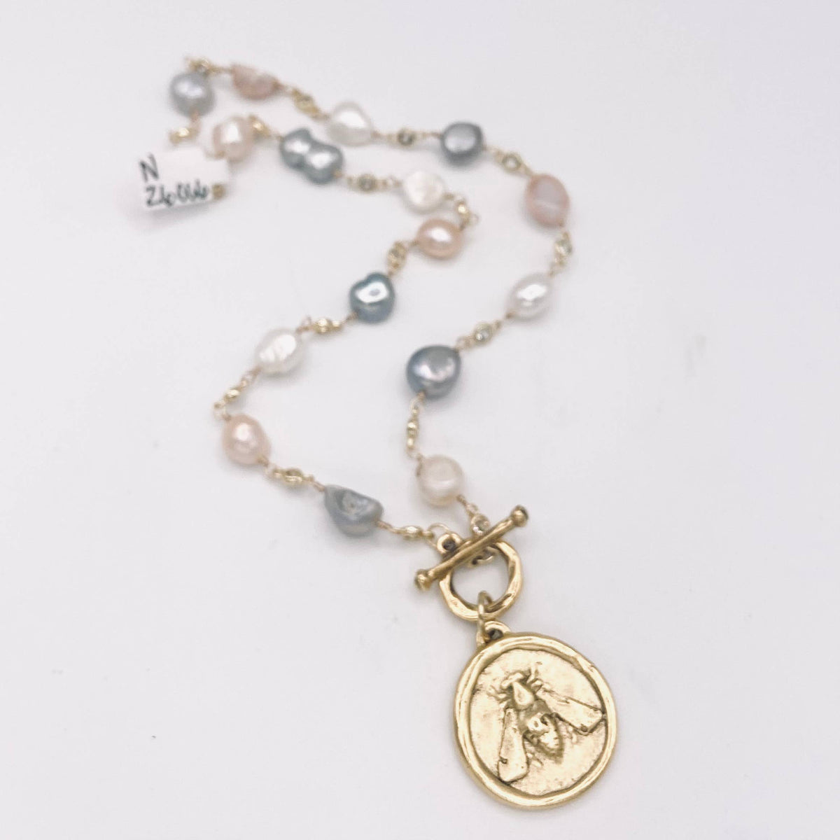 Bee Coin Pearl Statement Necklace