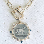 Equestrian Horse Coin Link Necklace