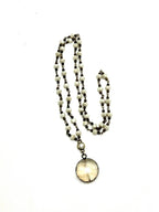 Necklace Vintage Style CreamBead Round Bevelled Glass 30’