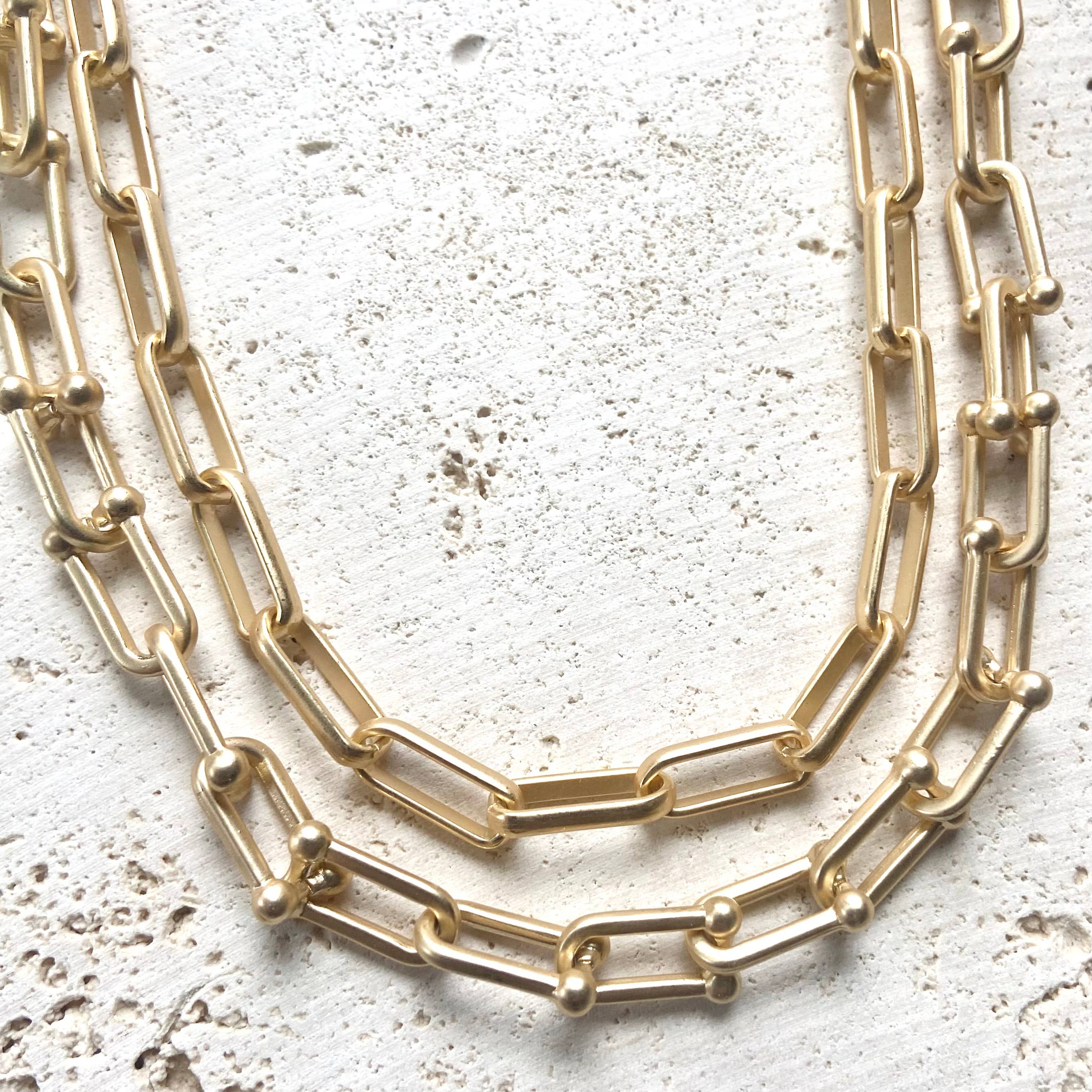 Matte Gold Paperclip Necklace