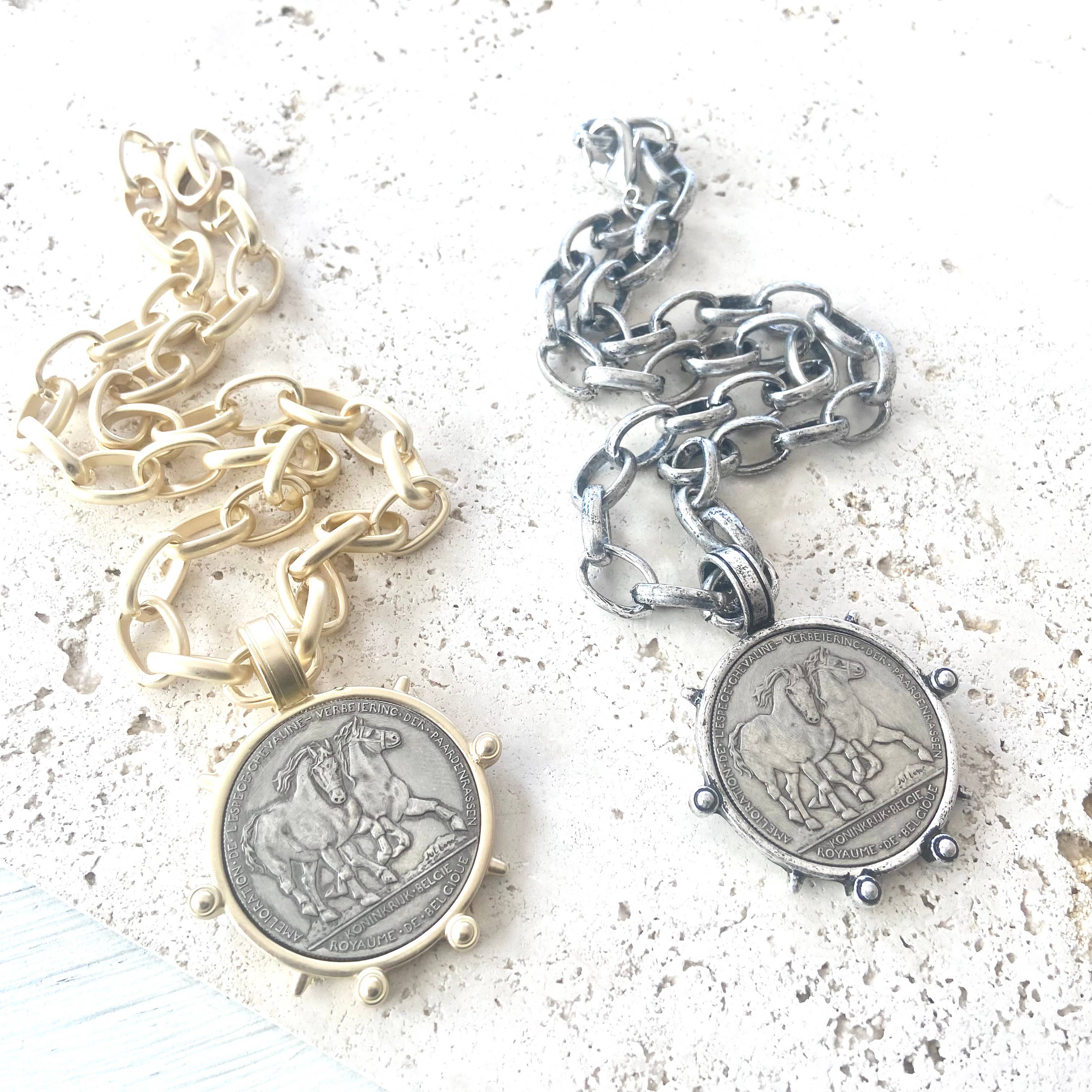 Horse coin Necklace  Belgium Style