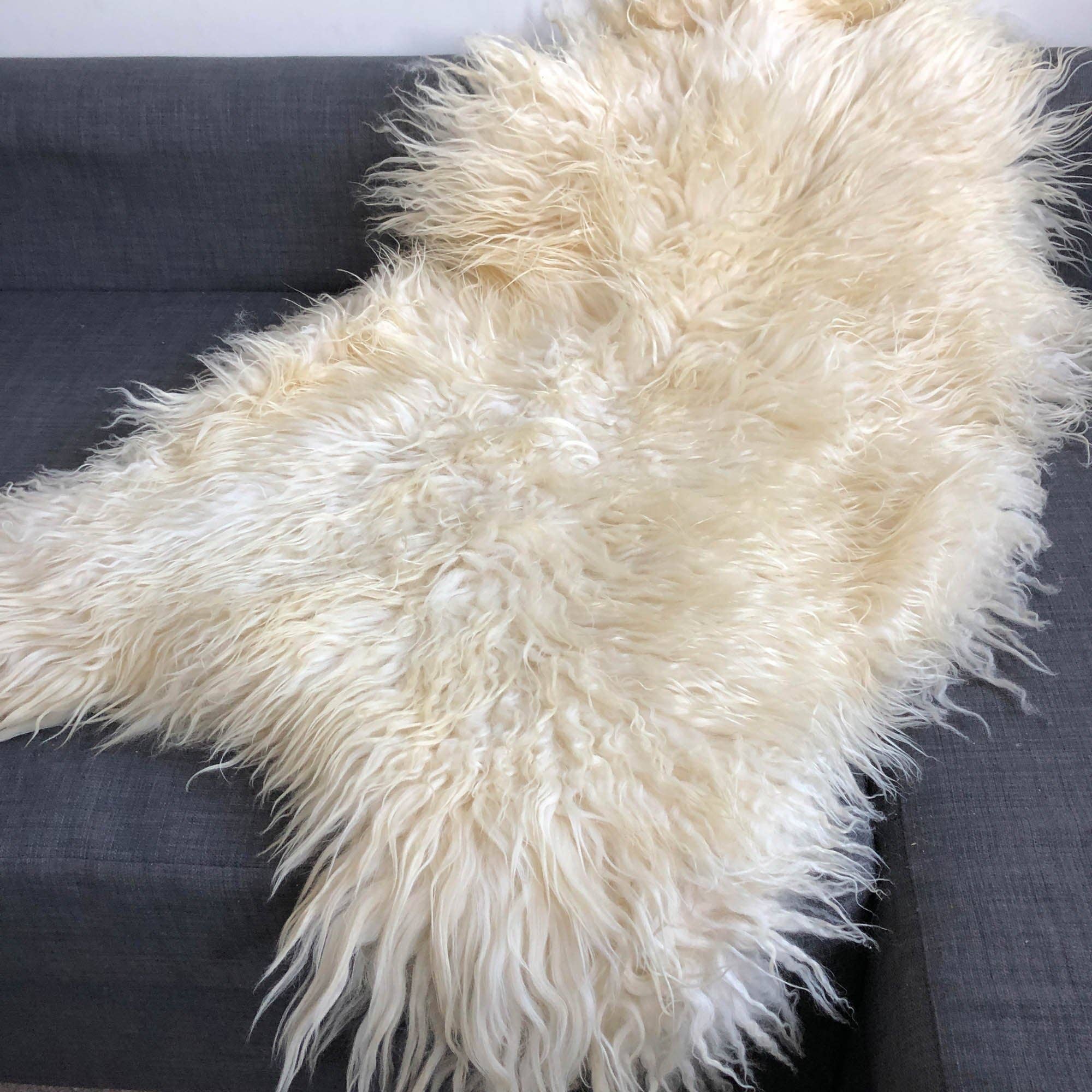 Icelandic Curly White Natural Sheepskin