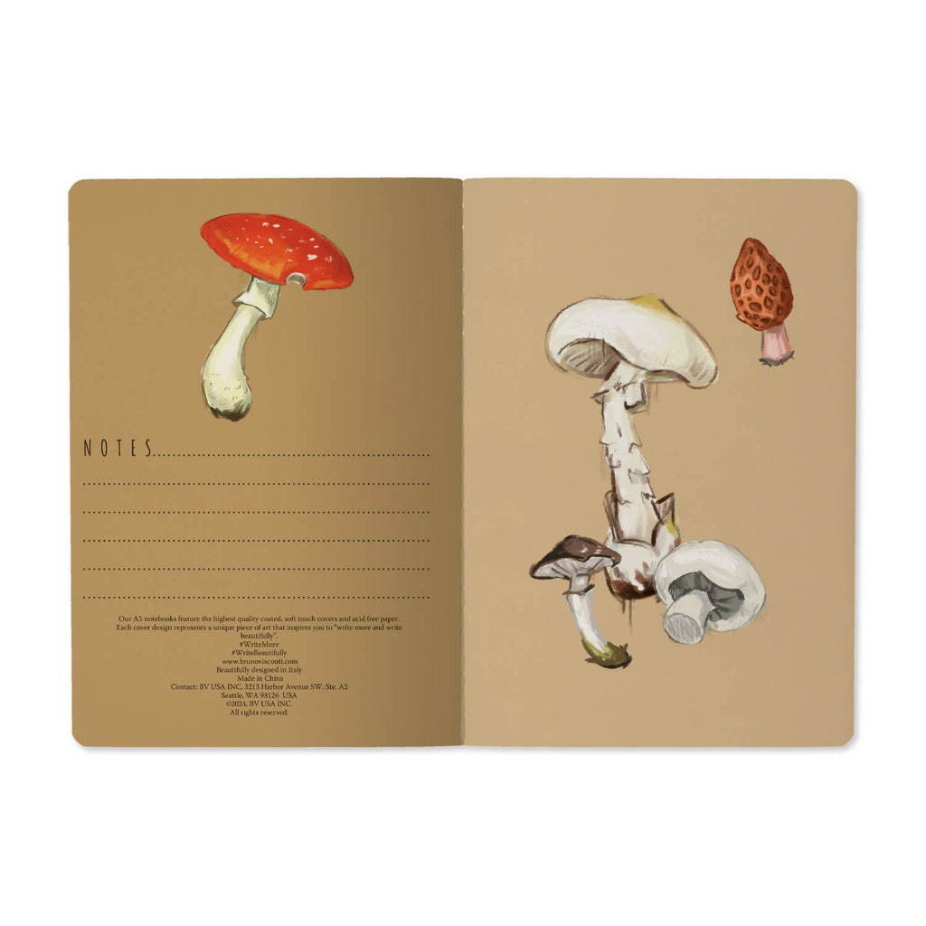 Mushrooms on White Notebook
