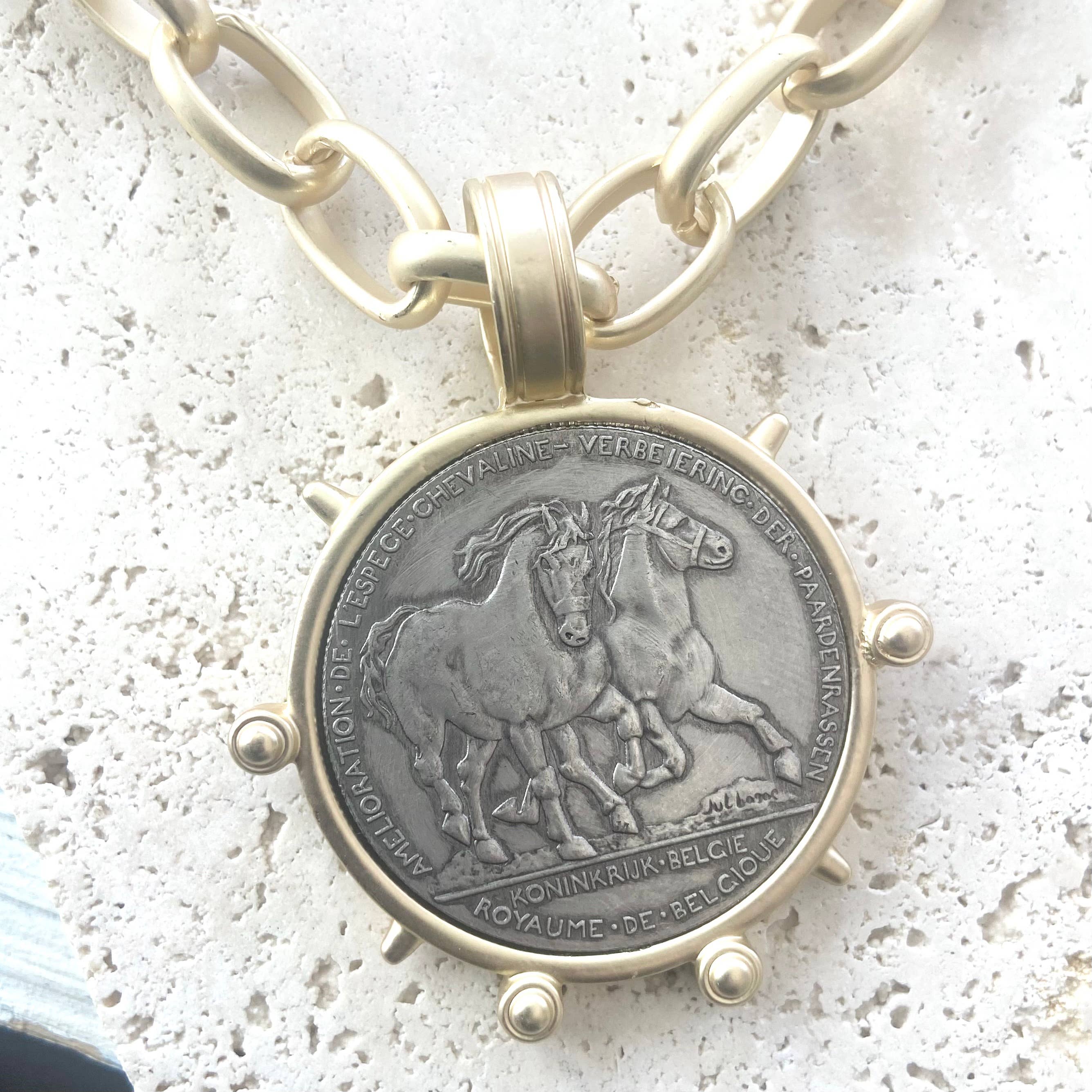 Horse coin Necklace  Belgium Style