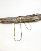 Necklace Freshwater Pearls on Pyrite Hematite Bead Chain 32”