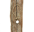 Bracelet Matte Finish Paper Clip Chain w/Freshwater Coin 7”
