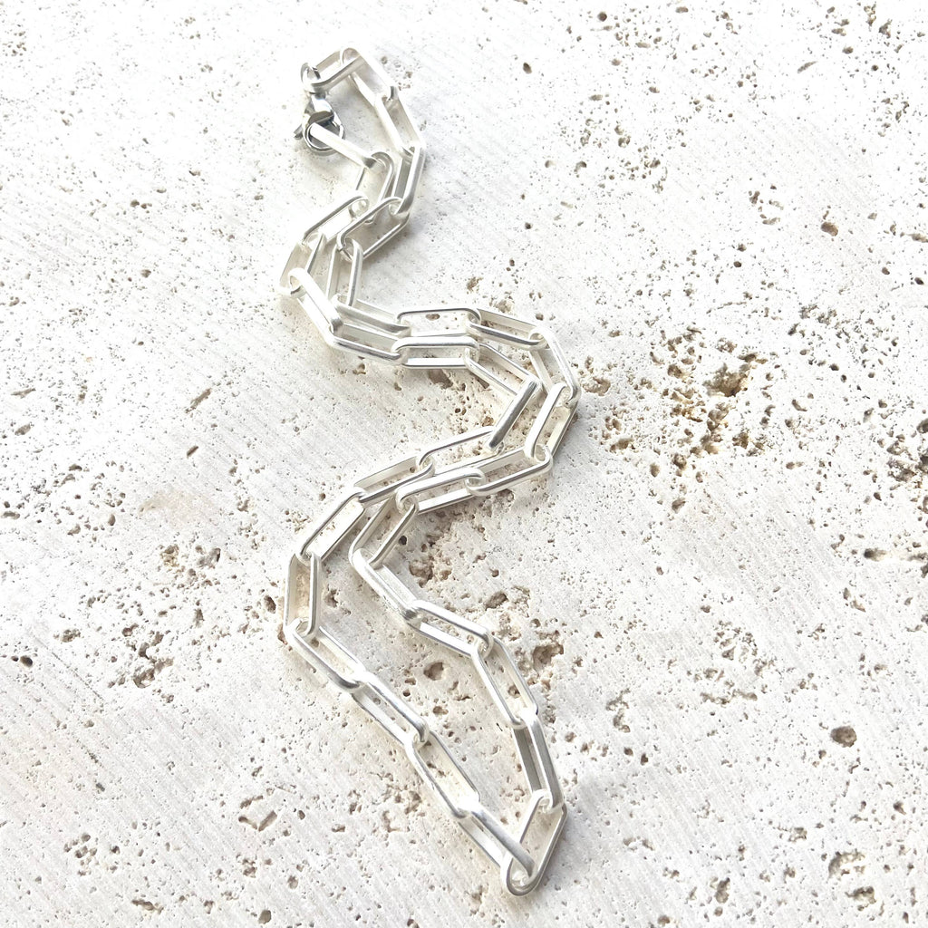 Paperclip Layering Necklace Matte Silver