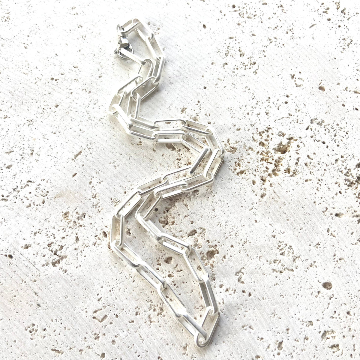 Paperclip Layering Necklace Matte Silver