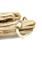 Bracelet Stretch Beveled Cream Glass w/Sq.Beveled Glass Ctr.