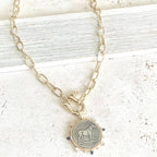 Equestrian Horse Coin Link Necklace