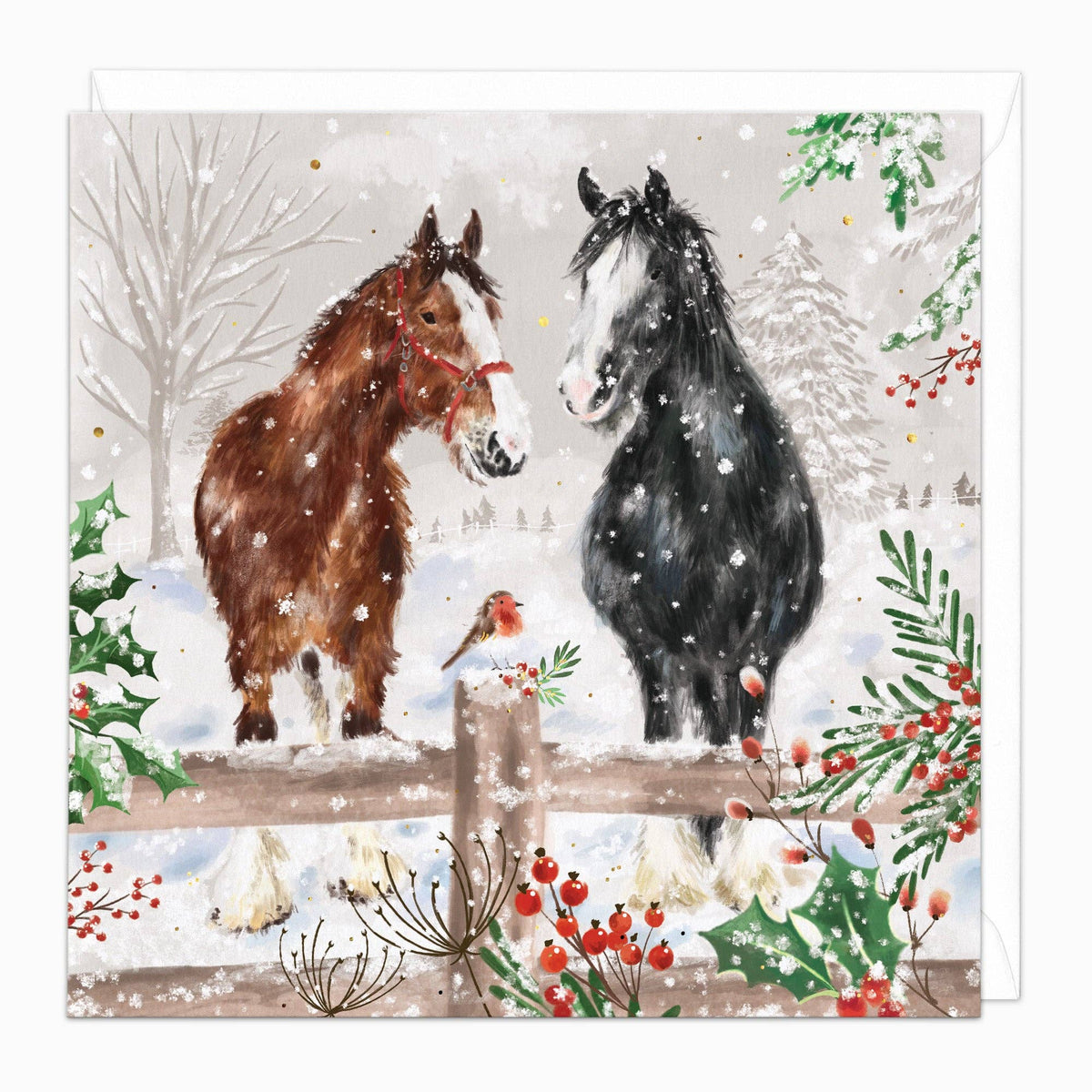 Donkey & Robin In The Snow Christmas Card