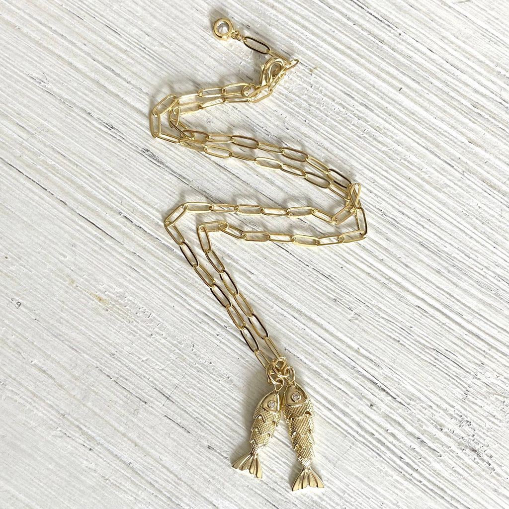 Double Goldfish Pendant Necklace