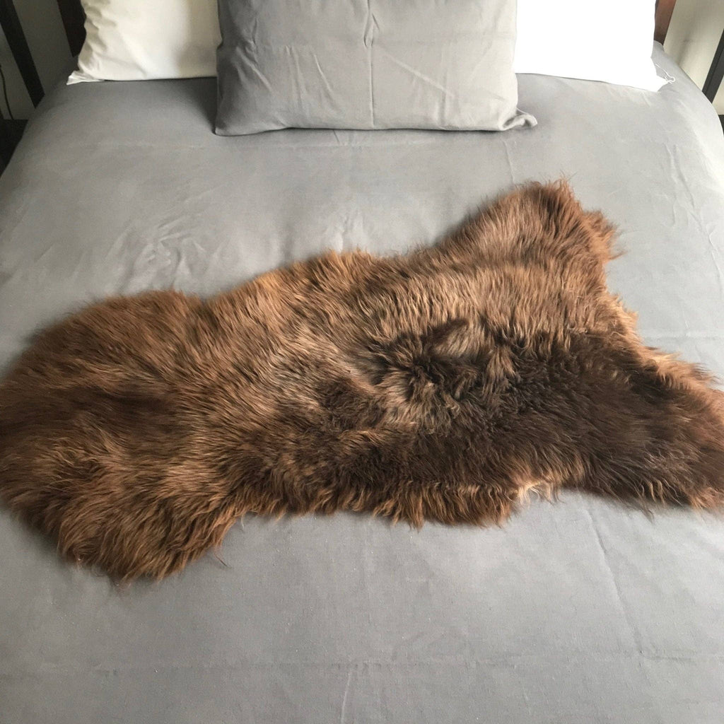 Natural British Brown Sheepskin Rug Large