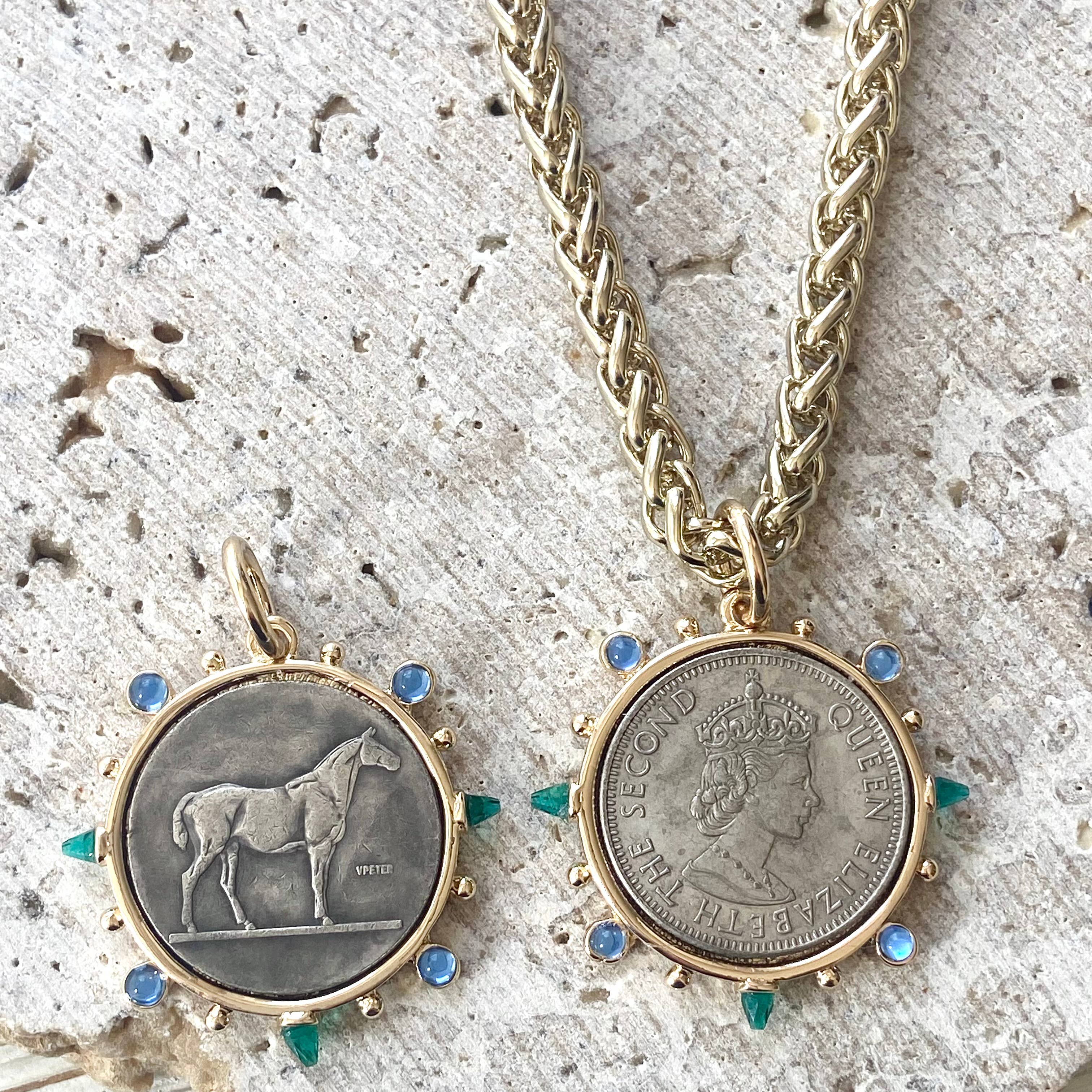 Queen Horse England Royal Family coin jewelry necklace