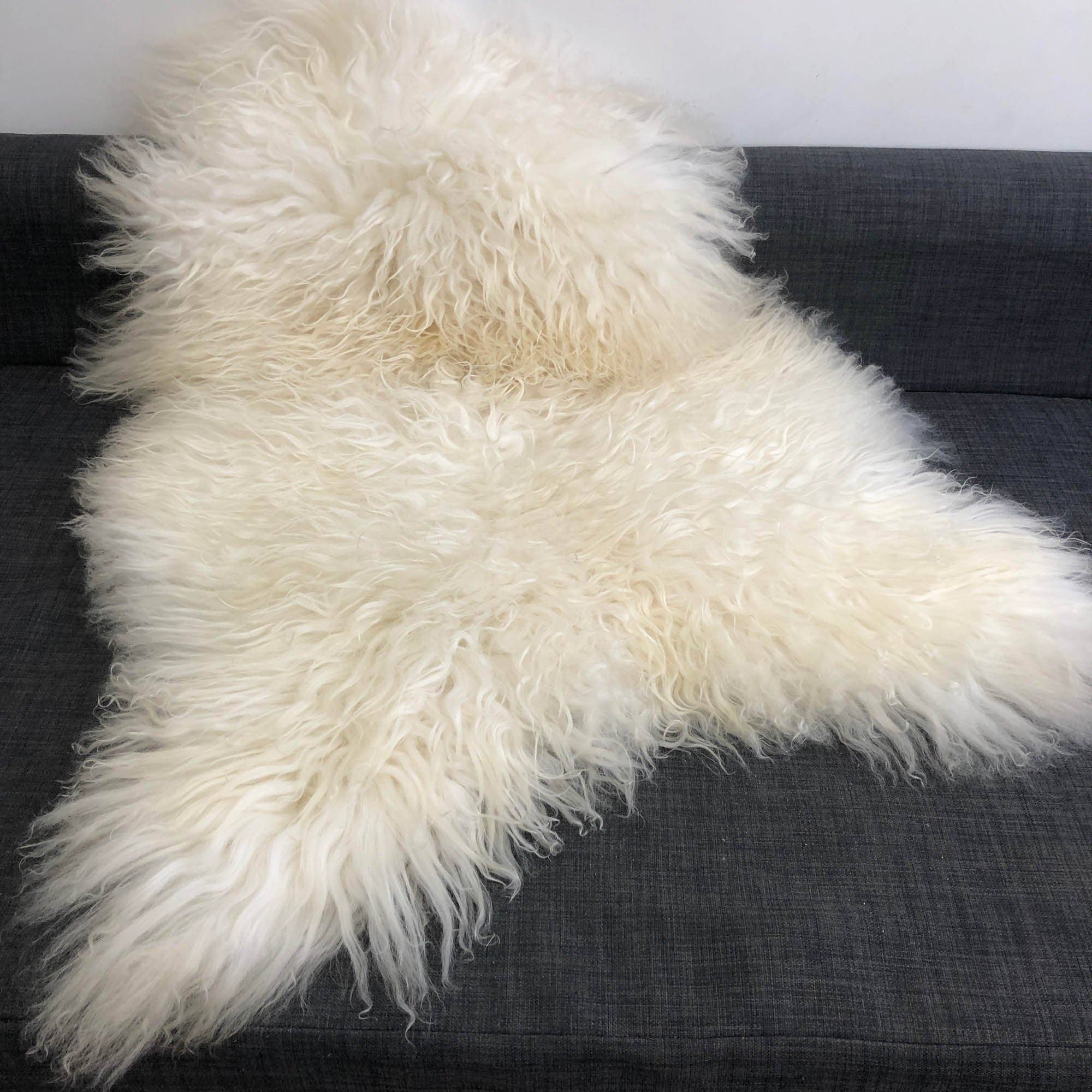 Icelandic Curly White Natural Sheepskin