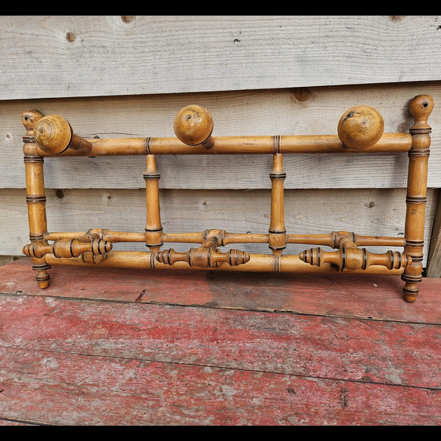 French Faux Bamboo Folding Coat & Hat Rack